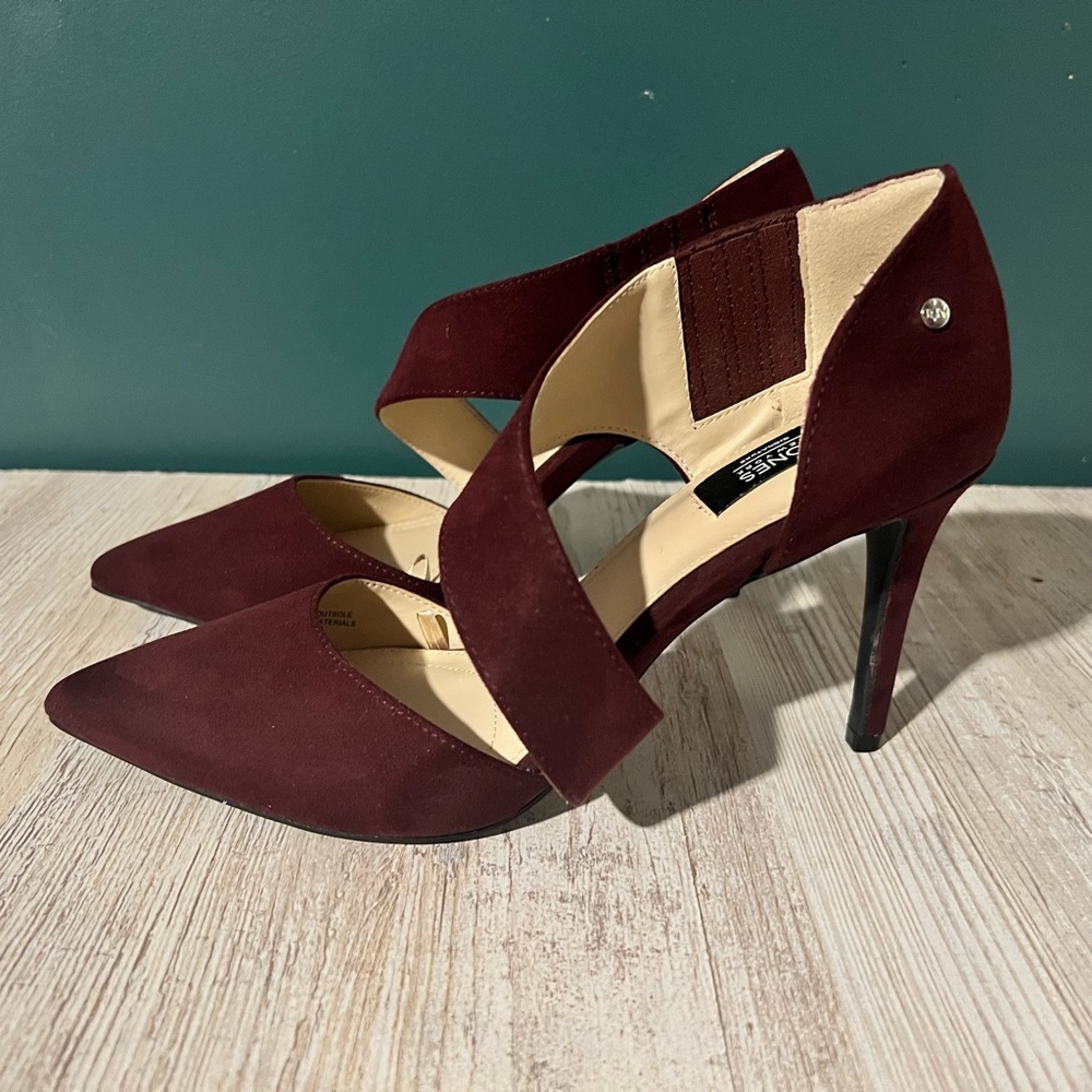 Beautiful Rich Burgundy Jones New York suede heels. 9